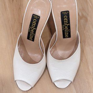 Vintage White Ombeline Peep Toe Heels